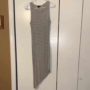 Express Gray Asymmetrical Striped Dress